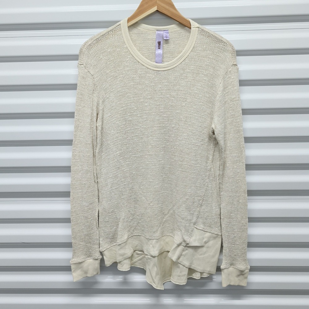 Wilt M Womens Cream Slub Knit Layered Asymmetrical Hem Pullover Sweater 522588